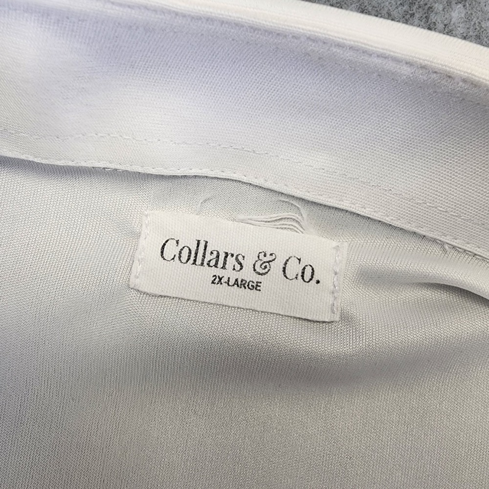 Collars & Co Polo Shirt Men's 2XL XXL Solid White Short Sleeve Performance - Picture 4 of 6